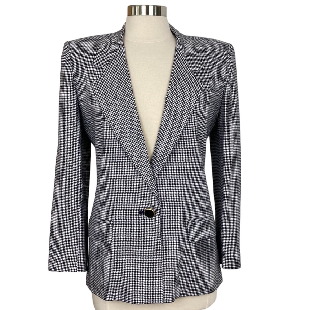 Vintage Worthington Navy Houndstooth Boyfriend Blazer